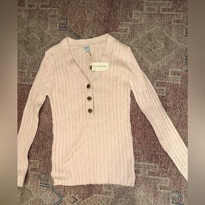 Sundance Modern Wonder Ribbed Henley Sweater | Size L Pink